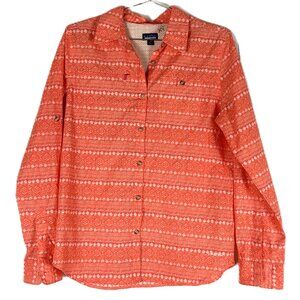 Patagonia Button Up Long Sleeve Aztec Print Orange Shirt M